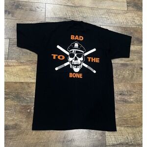 Vintage 1997 Bad To The Bone Connecticut Police Enforcers Skull Graphic Tee XL
